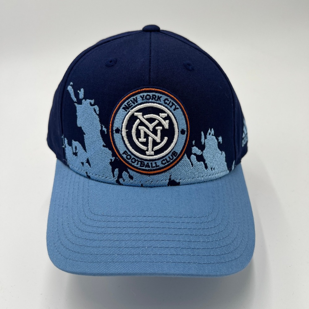 Adidas New York City FC NYCFC MLS‎ Adjustable Baseball Cap Hat Navy Sky Blue NEW